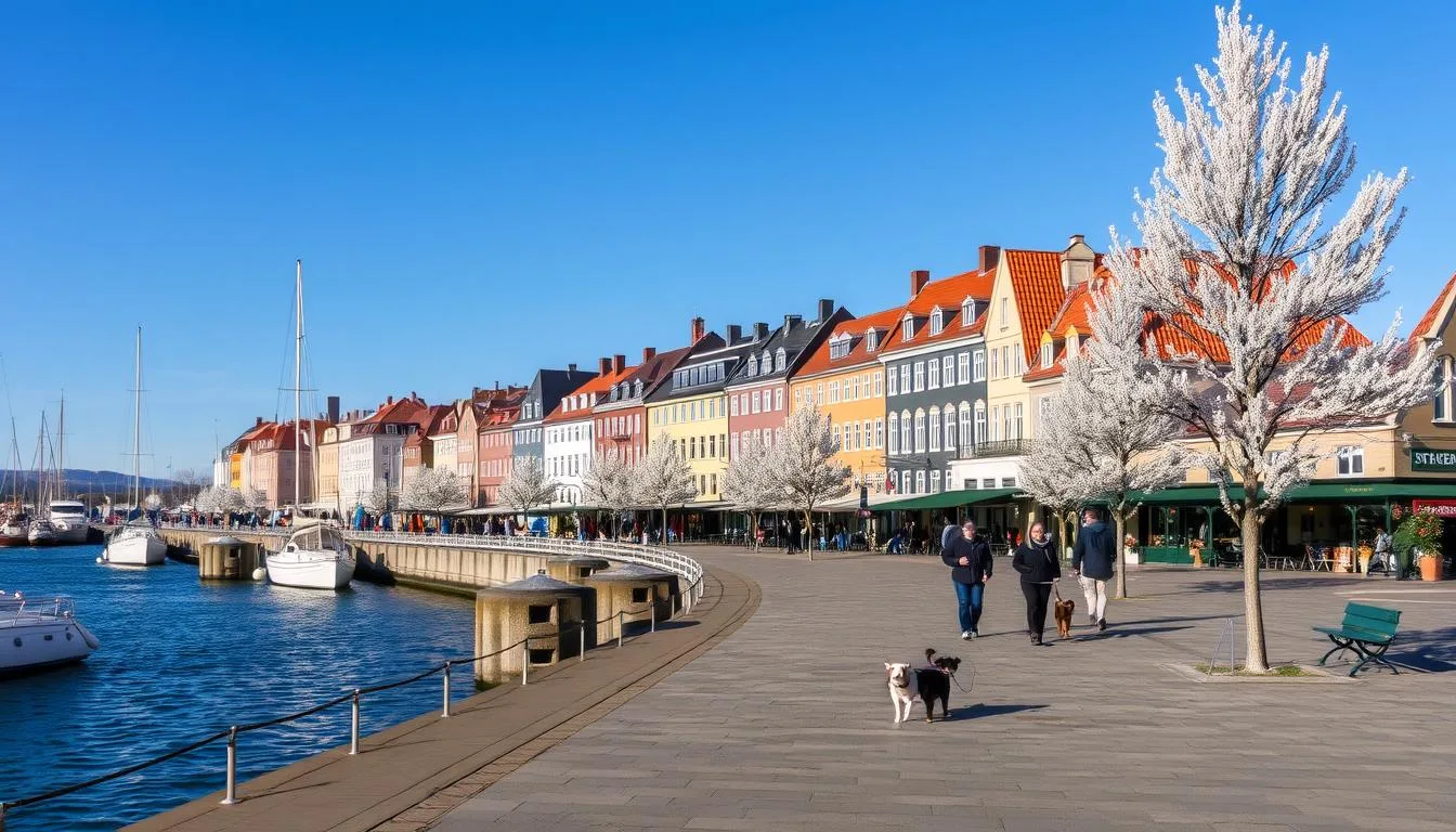 Sundpromenade im Sommer mit Hund